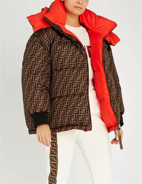 fendi down jacket women's|fendi brown nylon jacket.